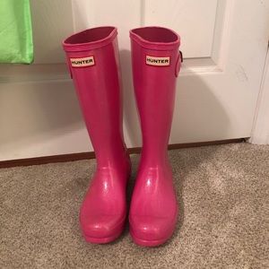 Pink Glitter Hunter boots